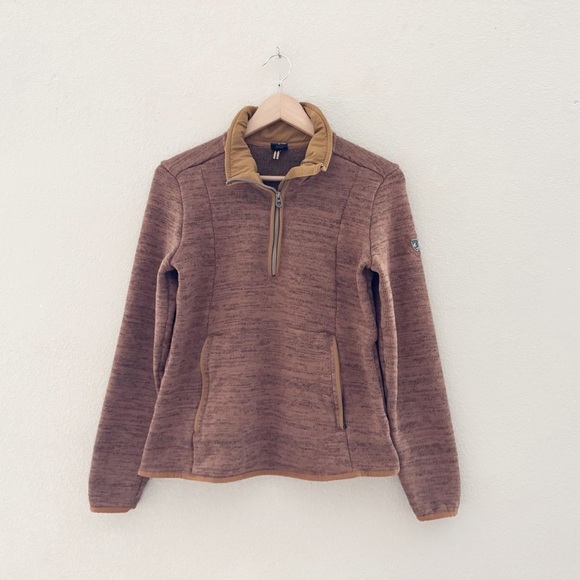 Kuhl Ascendyr Sweater Quarter Zip Pullover Fleece Casual Hiking Camping Brown S - Picture 4 of 15
